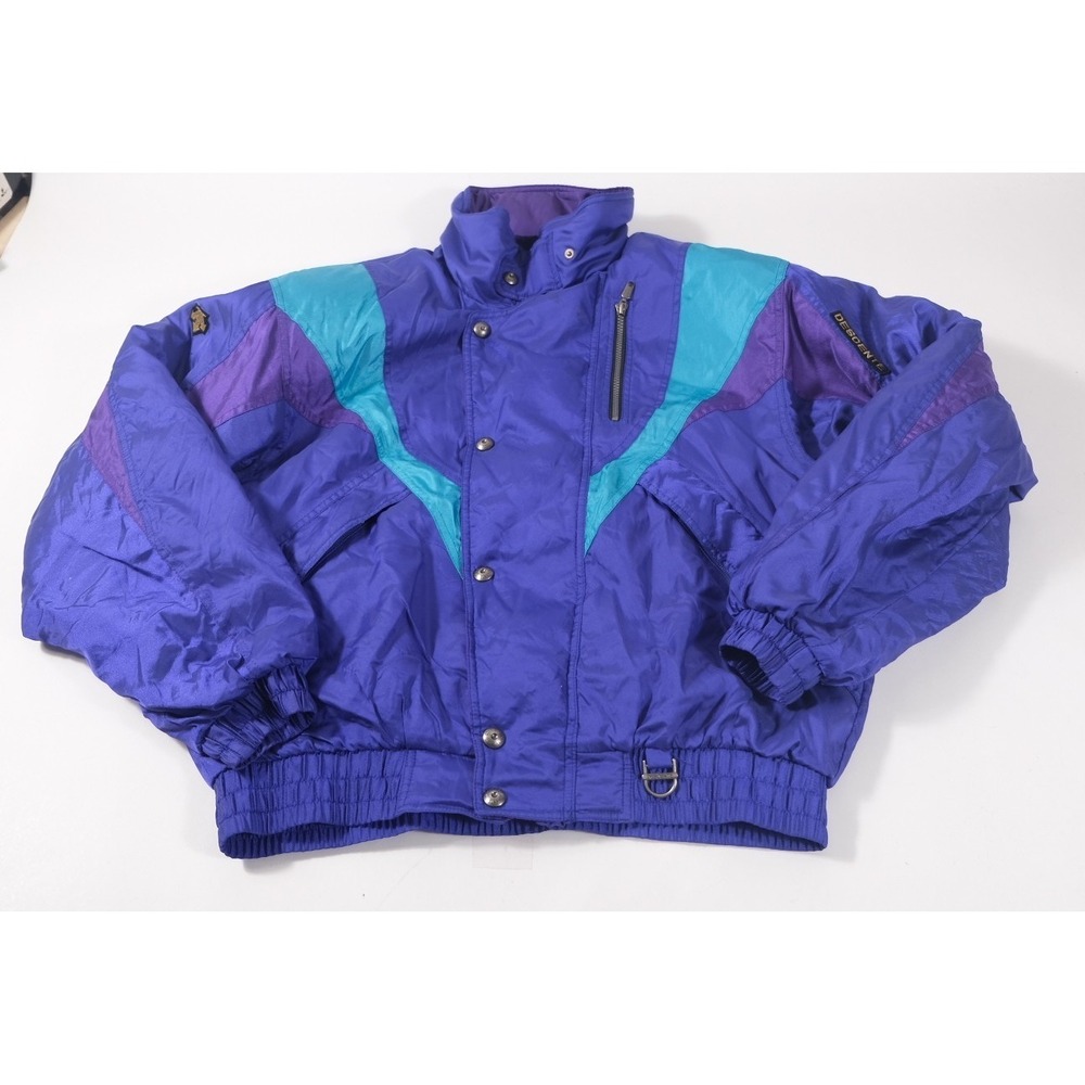 Descente Ski Jacket Mens XL Blue Purple Vintage Color Block Insulated D3-8365